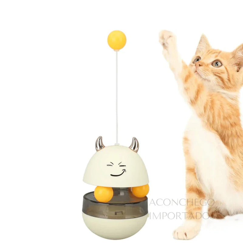 Comedouro Interativo para Gatos Giratório Divertido - Petisco Ração